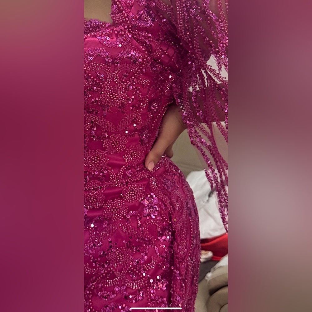 Elegant Pink Beaded Dress